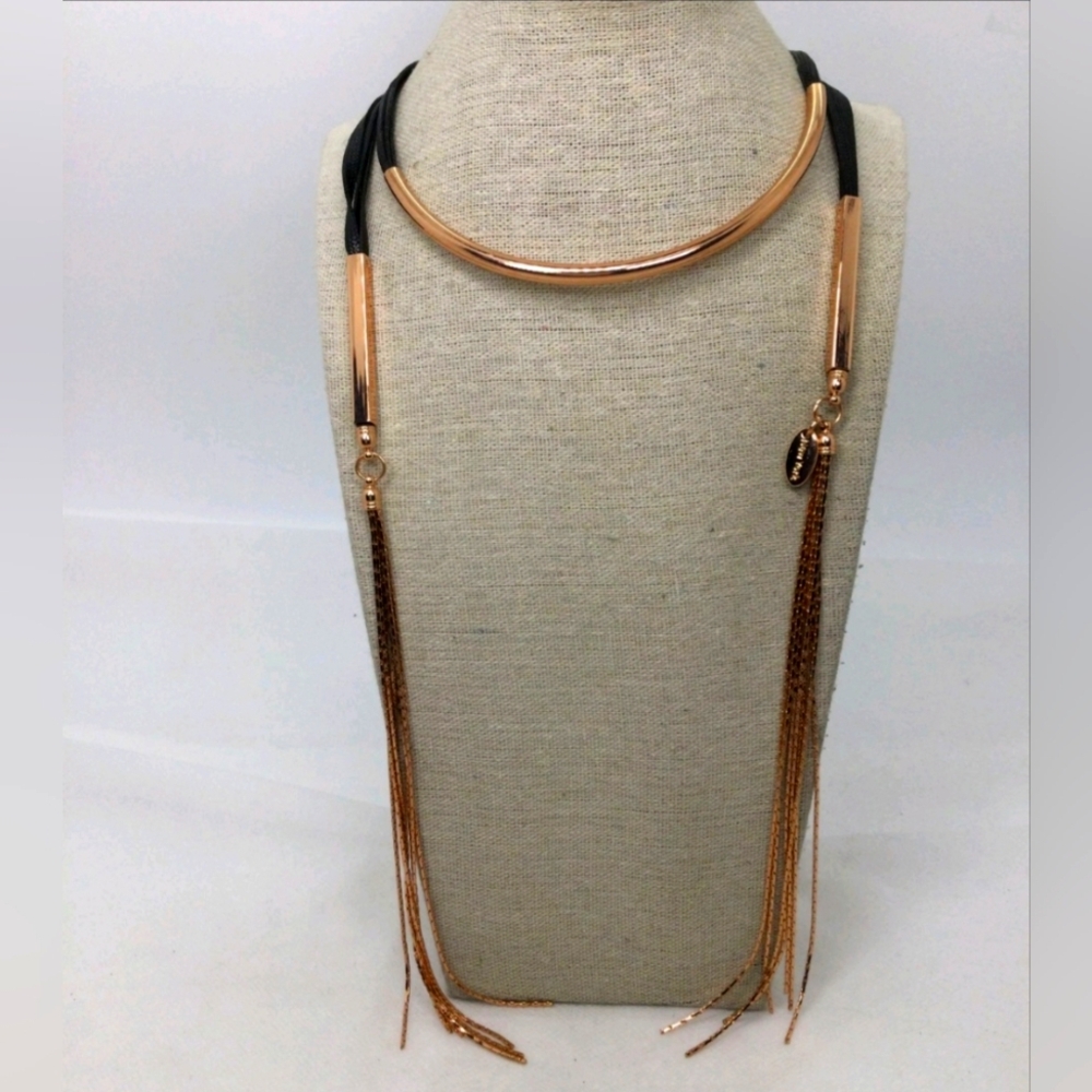 Cara New York Rose Goldtone/Black Necklace NWOY 44"